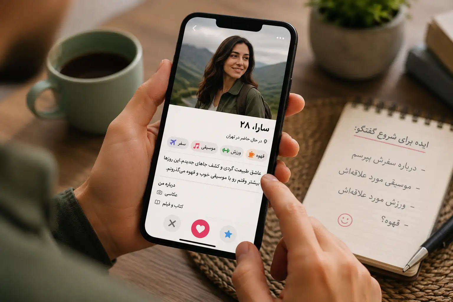 استفاده از علایق پروفایل برای شروع گفتگو در اپ دوستیابی